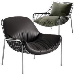 现代布艺皮革单人单人沙发-1